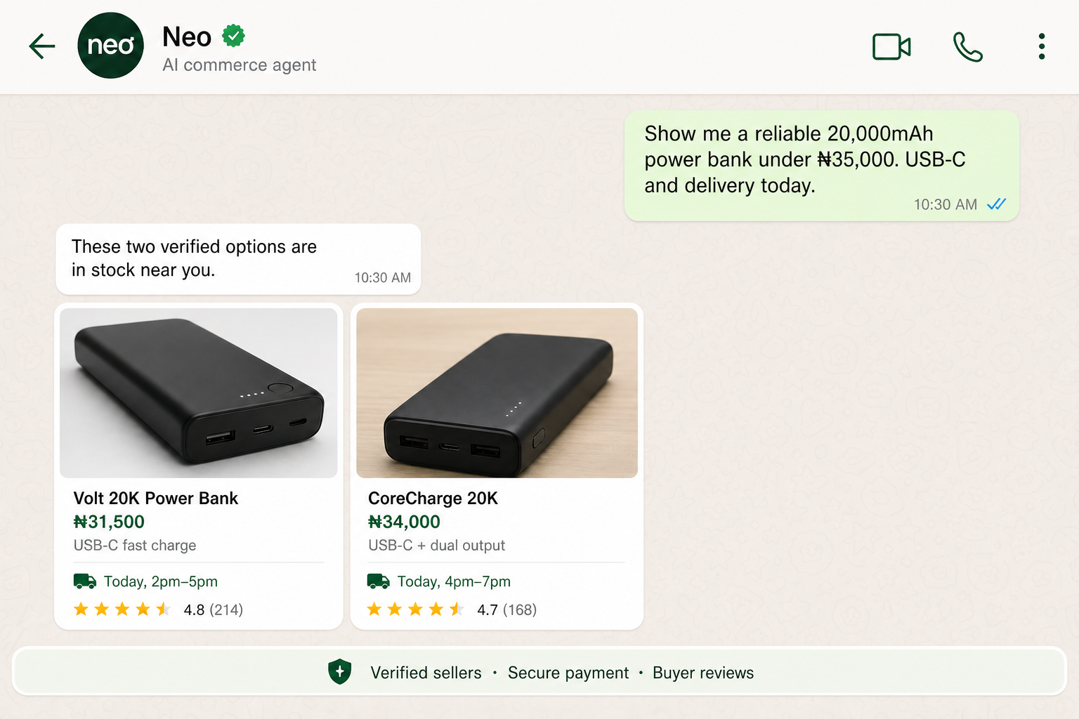Buyer compares verified power banks by price, reviews and delivery time.